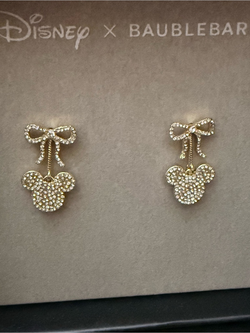 Disney x Baublebar Mickey Mouse Pavé Icon Bow Drop Earrings
